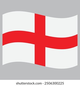 Waving England flag isolated on grey background . England flag fluttering . Vector illustration