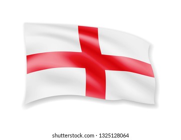 Waving England flag on white. Flag in the wind vector illustration.