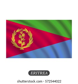 Waving Eritrea flag on a white background. Vector illustration