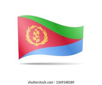 Waving Eritrea flag in the wind. Flag on white background vector illustration