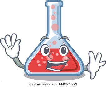 Waving erlenmeyer flask in the character shape