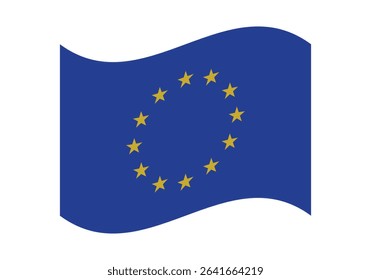 Waving European Union Flag – National Flag of European Union in Vector Illustration Style. Flag icon of European Union.