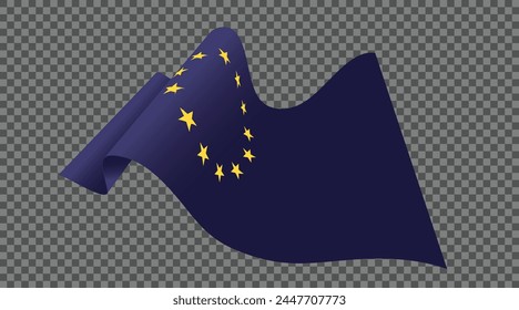 Waving european union flag. Vector Illustration.