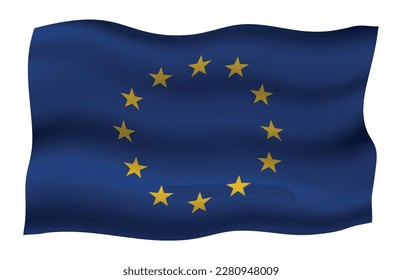 Waving European Union Flag.Vector wavy flag of EU.