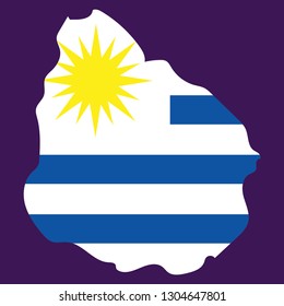 Waving Fabric Flag Map of Uruguay