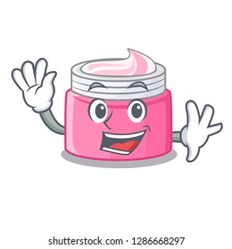 Waving face cream in the cartoon form