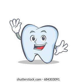Waving face tooth character cartoon style