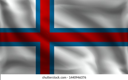 Waving Faroes flag, the flag Faroes, vector illustration