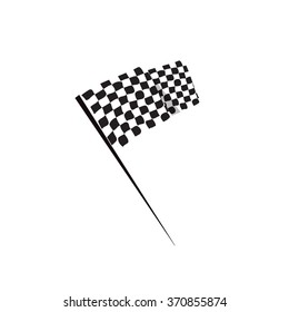 Waving finish flag vector icon, two racing finishing flags pictogram in linear outline emblem, symbol of sport competition completion, winning flat simple black and white style design isolated