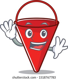 Waving fire bucket isolated with the cartoon