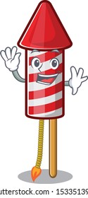 Waving fireworks rocket placed in mascot box