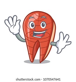 Waving fish slice character cartoon