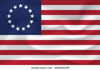 Waving flag of 1777-1795 The The Betsy Ross Flag Background. svg