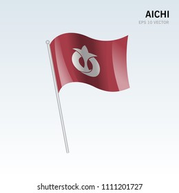 Waving flag of Aichi prefectures of Japan isolated on gray background