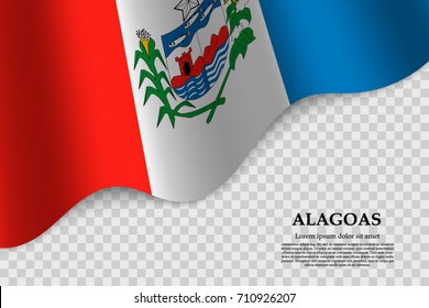 waving flag of Alagoas is a state of Brazil on transparent background. Template for banner or poster. vector illustration