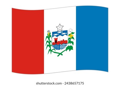 Waving flag of Alagoas. Vector illustration.