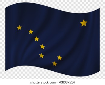 Waving Flag of Alaska is a state of USA. Vector illustration