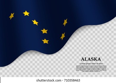 waving flag of Alaska is a state of USA on transparent background. Template for banner or poster. vector illustration