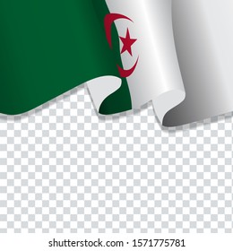 Waving flag of Algeria for independence Day isolated on transparent background