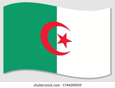 Waving Fahne von Algerien Vektorgrafik. Waving Algerian Flag Illustration. Die Flagge Algeriens im Wind ist ein Symbol für Freiheit und Unabhängigkeit.