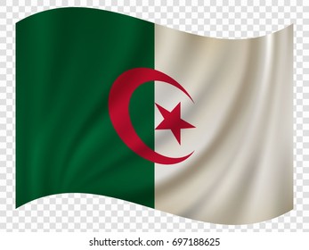 Waving Flag of Algeria. Vector illustration
