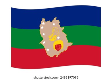 Waving flag of Amazonas State, administrative division of Venezuela. Vector illustration.