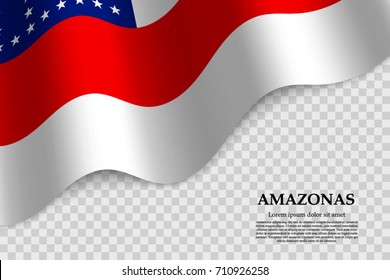 waving flag of Amazonas is a state of Brazil on transparent background. Template for banner or poster. vector illustration