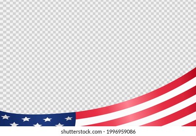 Waving flag of American isolated  on png or transparent  background,Symbols of USA , template for banner,card,advertising ,promote, TV commercial, ads, web design,poster, vector illustration 