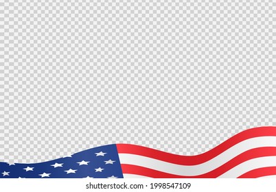 Waving flag of American isolated  on png or transparent background,Symbols of USA , template for banner,card,advertising ,promote, TV commercial, ads, web design,poster, vector illustration 