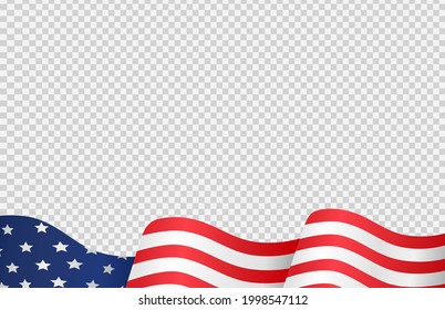 Waving flag of American isolated  on png or transparent background,Symbols of USA , template for banner,card,advertising ,promote, TV commercial, ads, web design,poster, vector illustration 