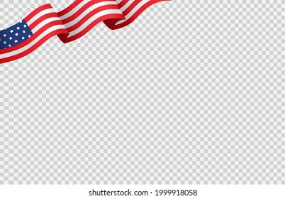 Waving flag of American isolated  on png or transparent background,Symbols of USA , template for banner,card,advertising ,promote, TV commercial, ads, web design,poster, vector illustration 