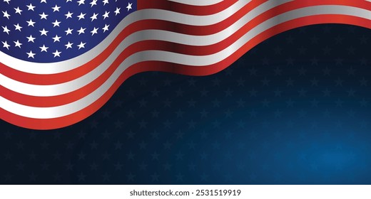 Waving flag of American isolated on png or transparent background,Symbols of USA , template for banner,card,advertising ,promote, TV commercial, ads, web design,poster,illustration