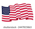 Waving flag. American flag on white background. National flag waving symbol. Banner design element