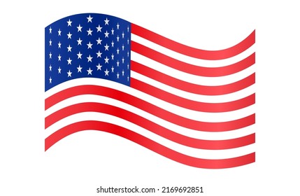 Waving flag of American on white background.