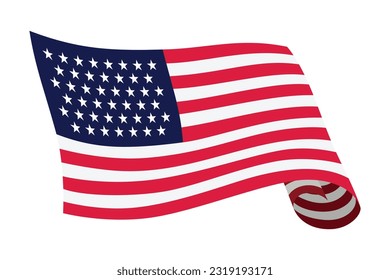 Waving flag. American flag on white background. National flag waving symbol. Banner design element
