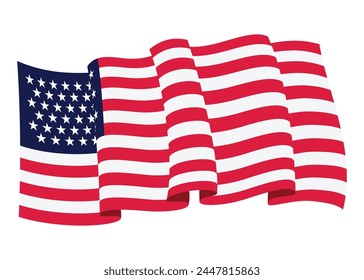 Waving flag. American flag on white background. National flag waving symbol. Banner design element