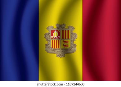 Waving Flag of Andorra. Andorra Icon vector illustration eps10.
