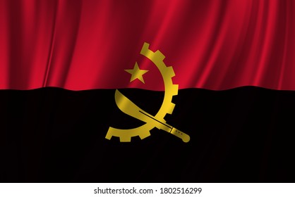 Waving flag of the Angola. Waving Angola flag