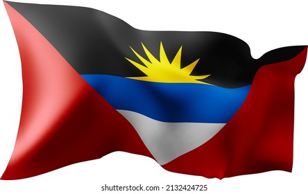 Waving flag of the Antigua and Barbuda. Illustration of wavy Antigua and Barbuda Flag. Flag on transparent background - vector illustration.