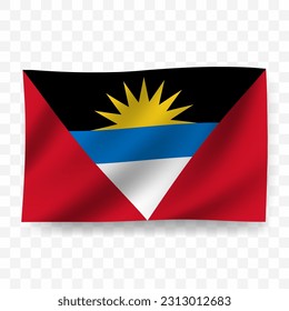 Waving flag of Antigua and Barbuda. Illustration of flag on transparent background(PNG).