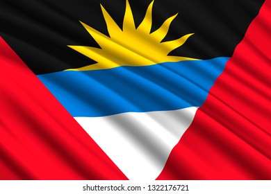 waving flag of Antigua and Barbuda. Vector illustration