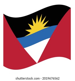 Waving Flag Antigua und Barbuda. Vektorgrafik. Genaue Abmessungen, Elemente und Farben