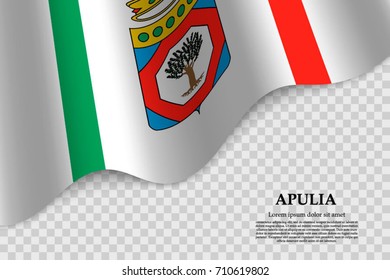 waving flag of Apulia is a province of Italy on transparent background. Template for banner or poster. vector illustration