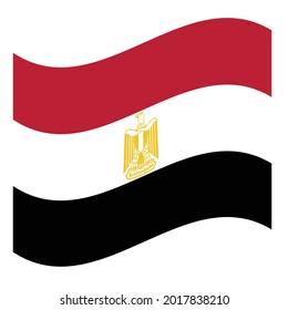 Waving Flag Arab Republic of Egypt. Vector. Accurate dimensions, elements proportions and colors