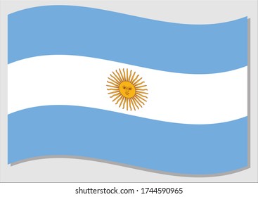Bandera ondulante de la gráfica vectorial argentina. Ilustración de la bandera argentina. La bandera argentina ondeando en el viento es un símbolo de libertad e independencia.