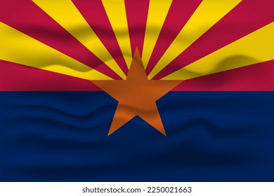 Waving flag of the Arizona state. Vector illustration.