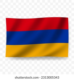 Waving flag of Armenia. Illustration of flag on transparent background(PNG).