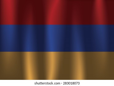 Waving flag of Armenia, vector, satin