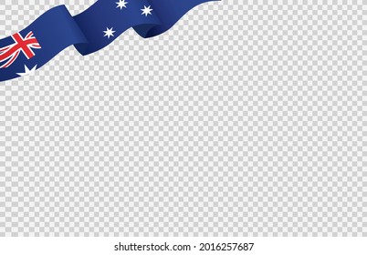 Bandera onduladora de Australia aislada en fondo png o transparente,Símbolo de Australia,plantilla para banner,tarjeta,publicidad ,promoción, comercial de TV, anuncios, web, ilustración vectorial  