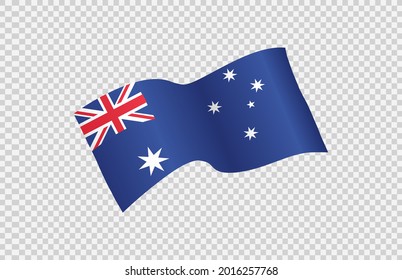 Waving flag of Australia isolated  on png or transparent  background,Symbol of Australia,template for banner,card,advertising ,promote, TV commercial, ads, web, vector illustration  